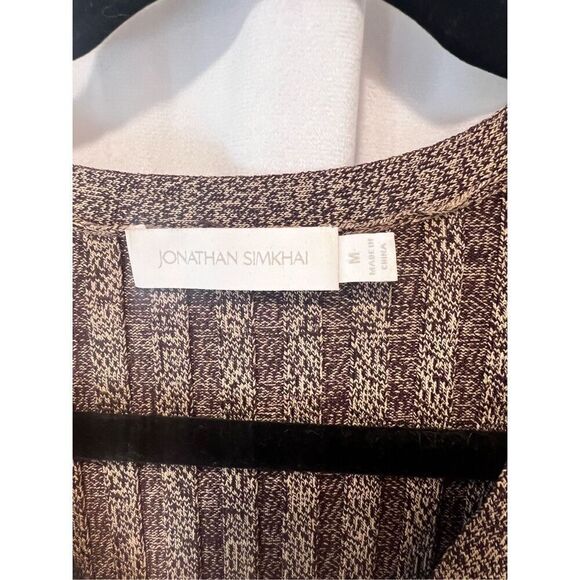 Jonathan Simkhai Women's Compact Rib Henley Sweater Dune Chocolate Medium NWOT - Picture 7 of 12
